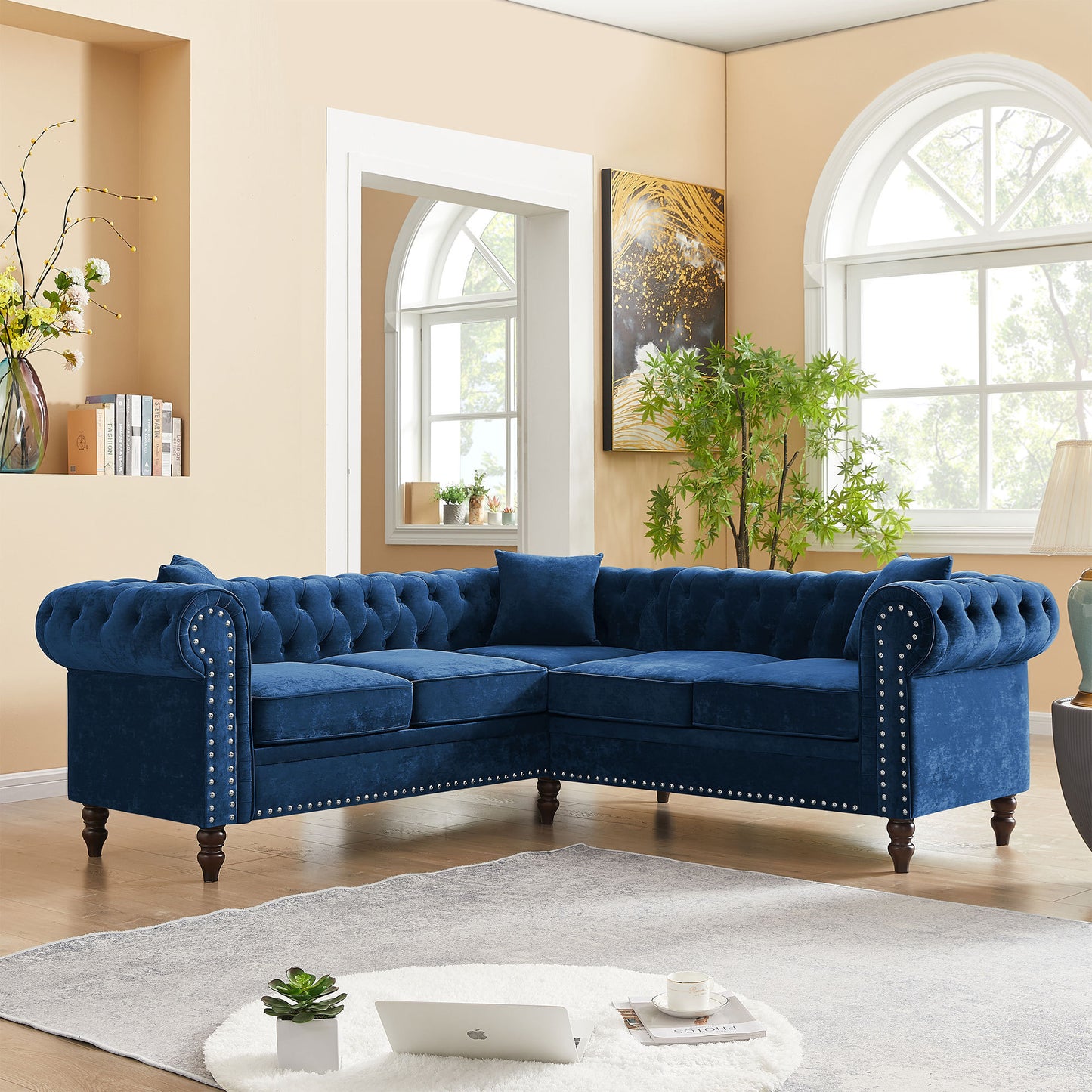 Luxury Classic Chesterfield L-shaped Sofa