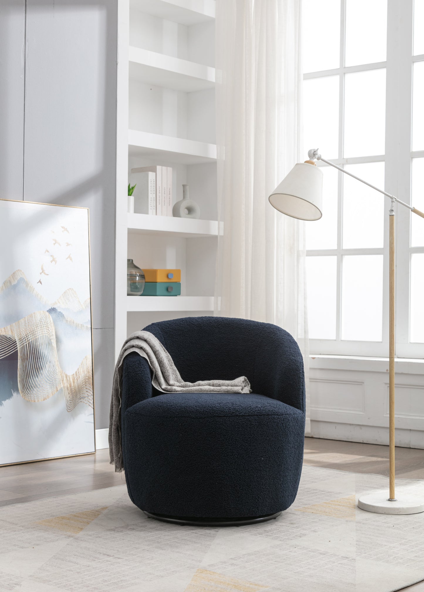 Teddy Fabric Swivel Accent Armchair