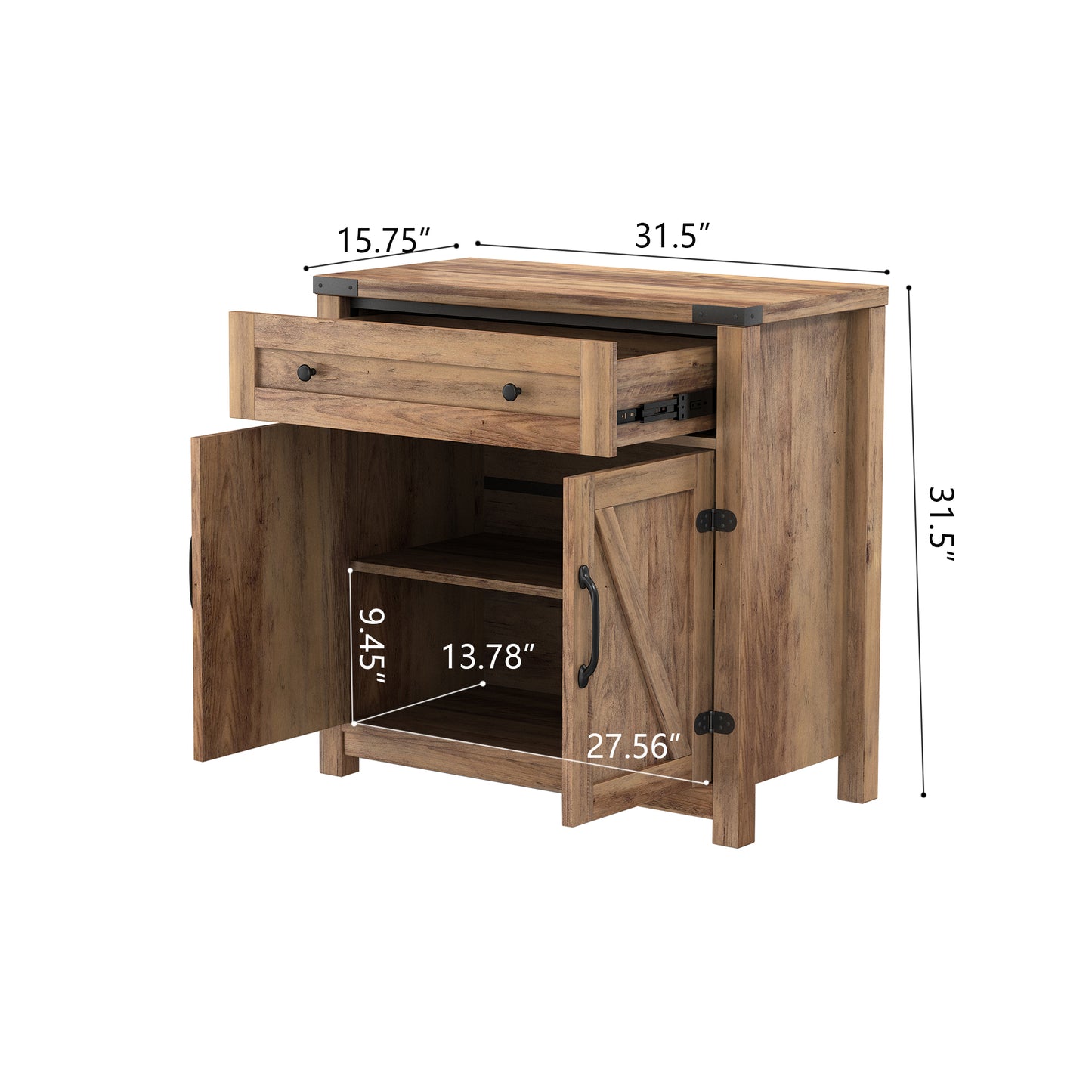 30" Double Barn Door Accent Cabinet