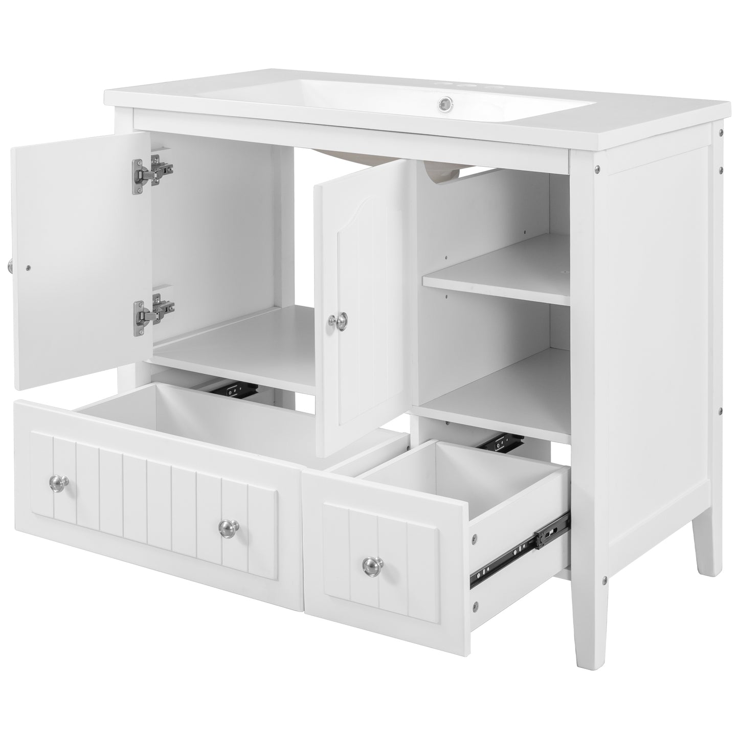 36" Bathroom Vanity With Ceramic Basin