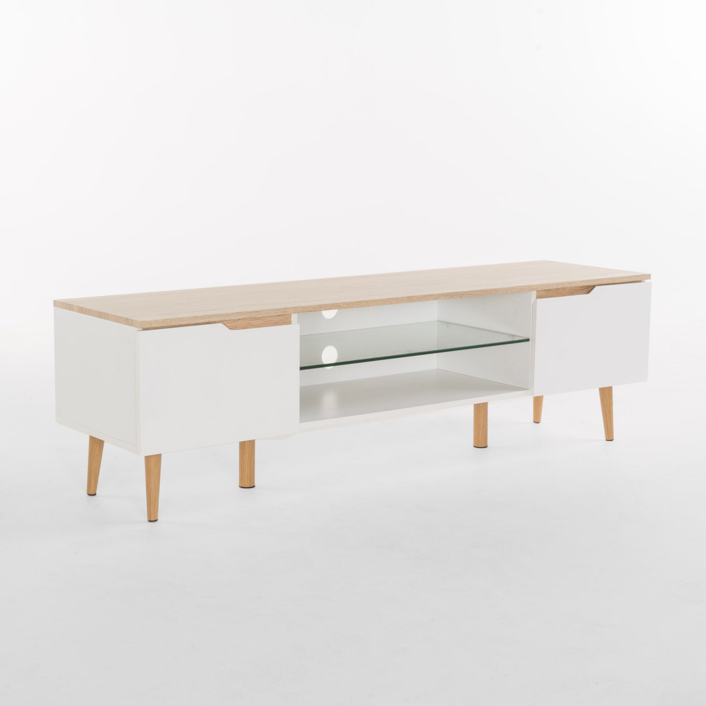 TV Stand with Glass Accents and Ample Storage