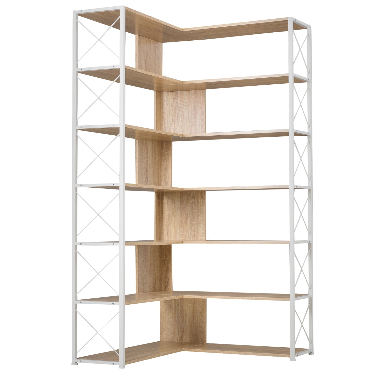 7-Tier L-Shaped Corner Bookcase
