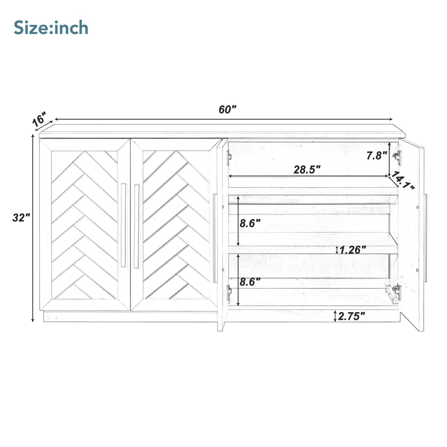 TREXM Sideboard Buffet Cabinet