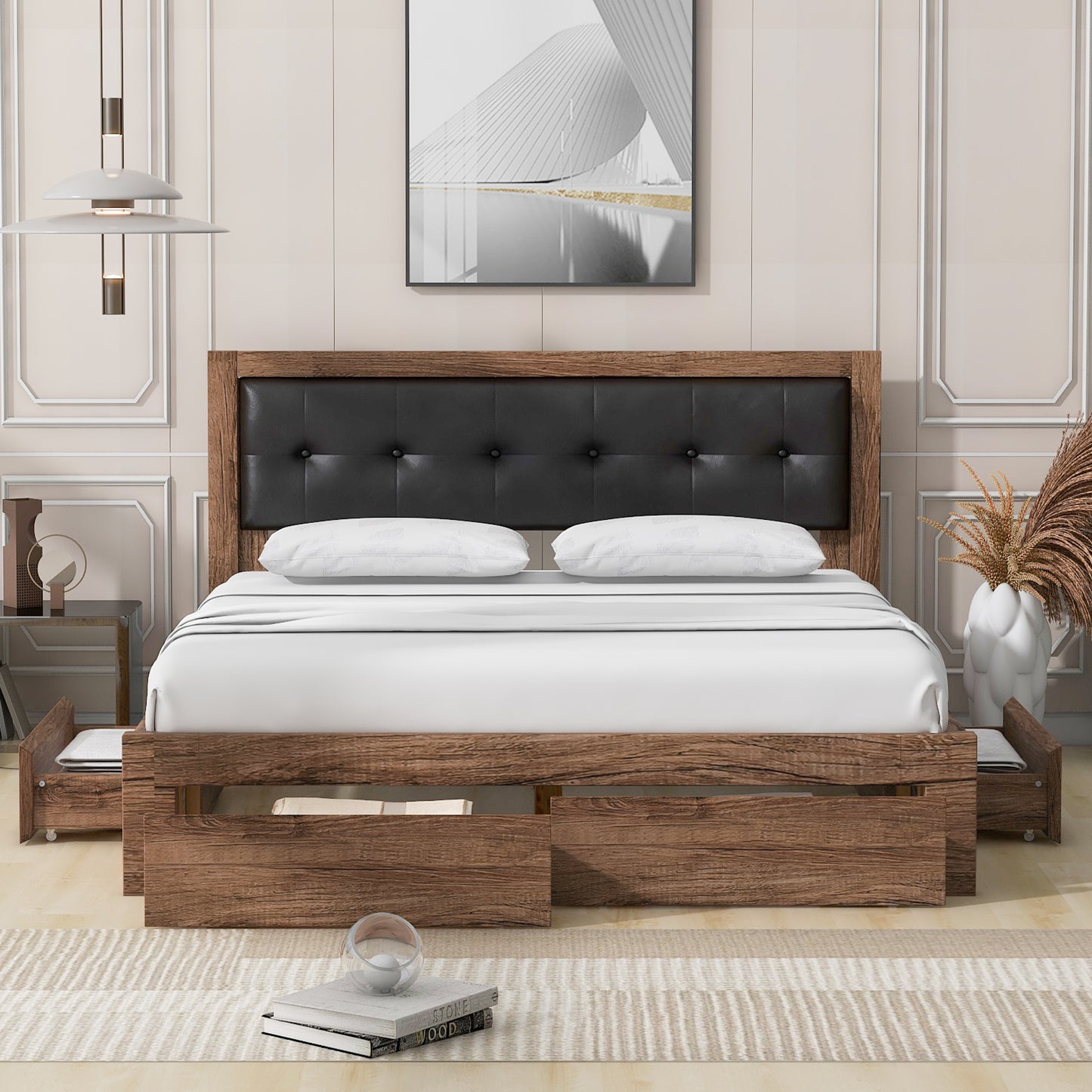 Modern Simplicity Queen Size Wood Platform Bed