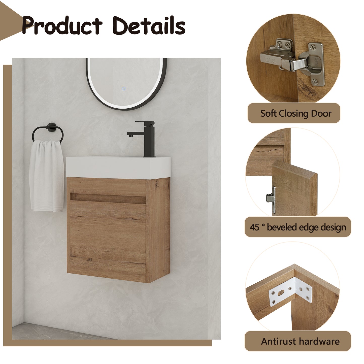 18'' Wall Mounted Bathroom Vanity