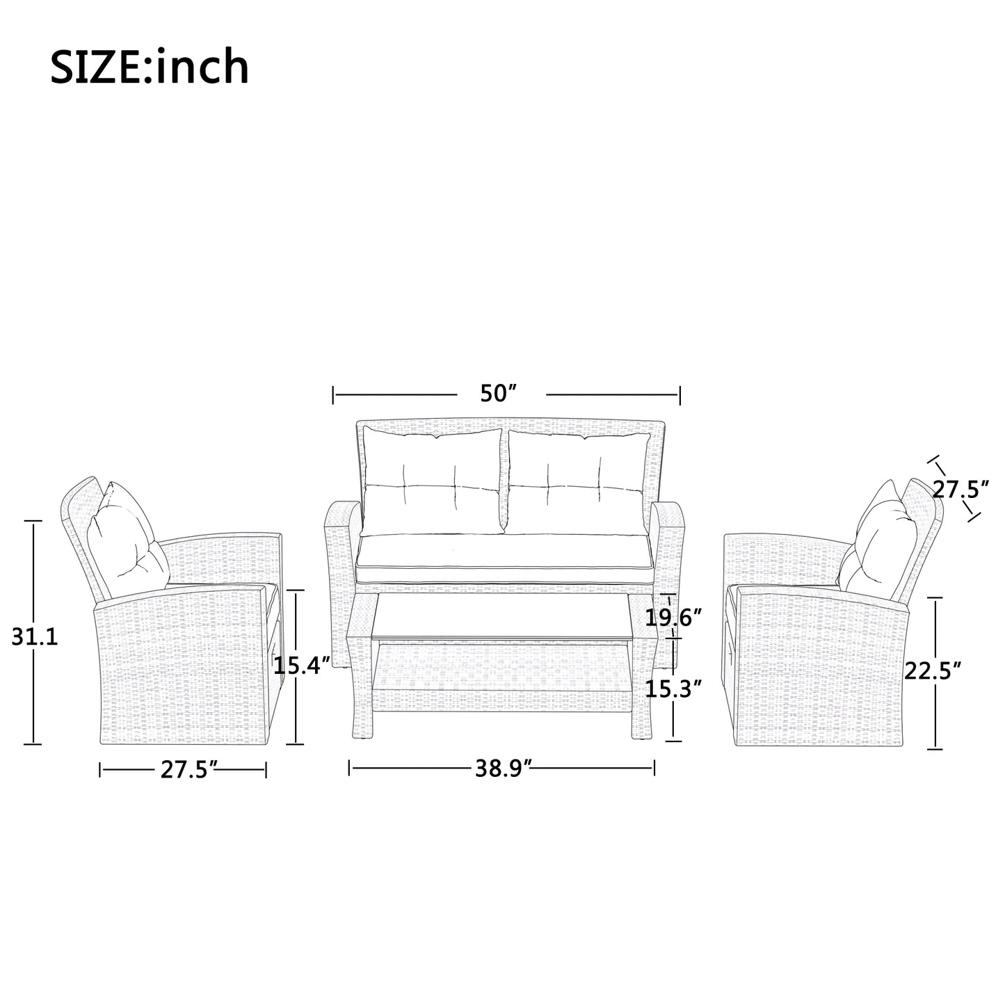 Wicker Sectional Sofa Set