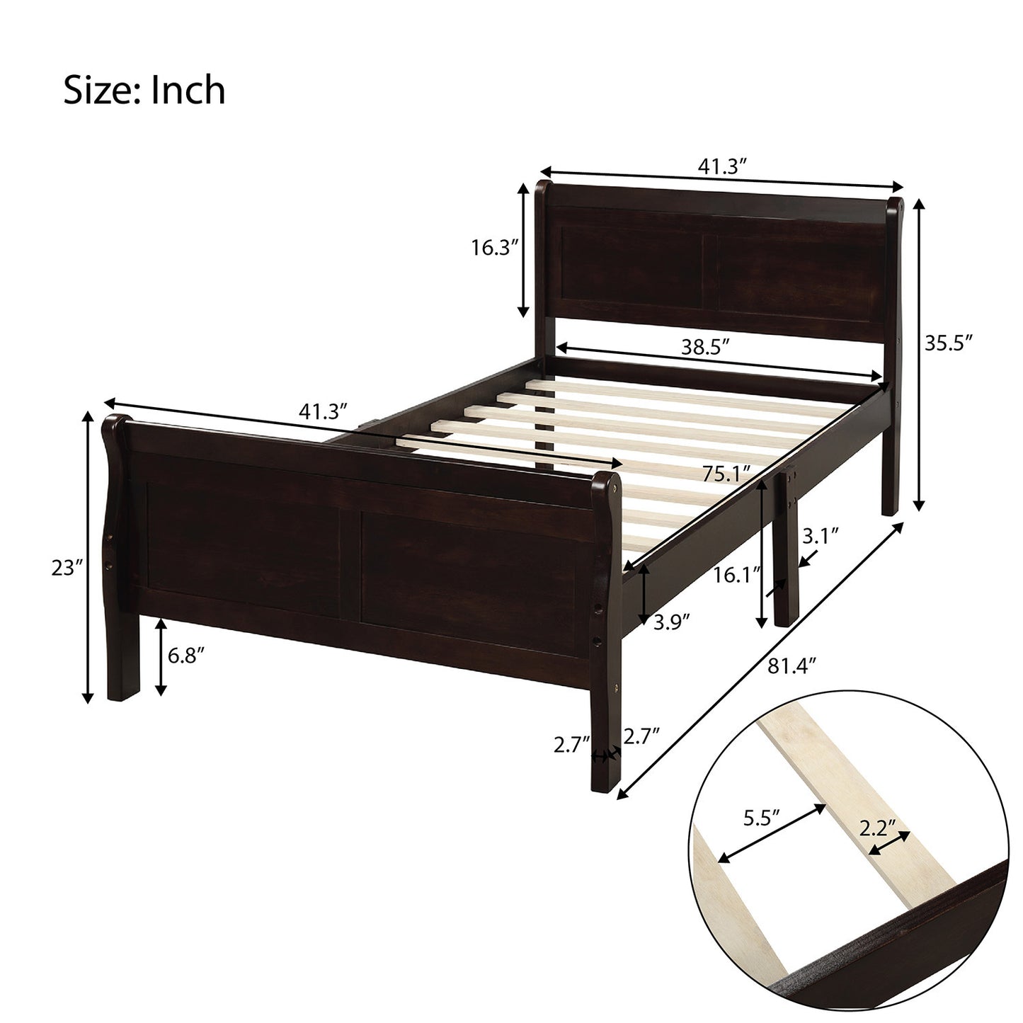 Wood Platform Frame Twin Bed