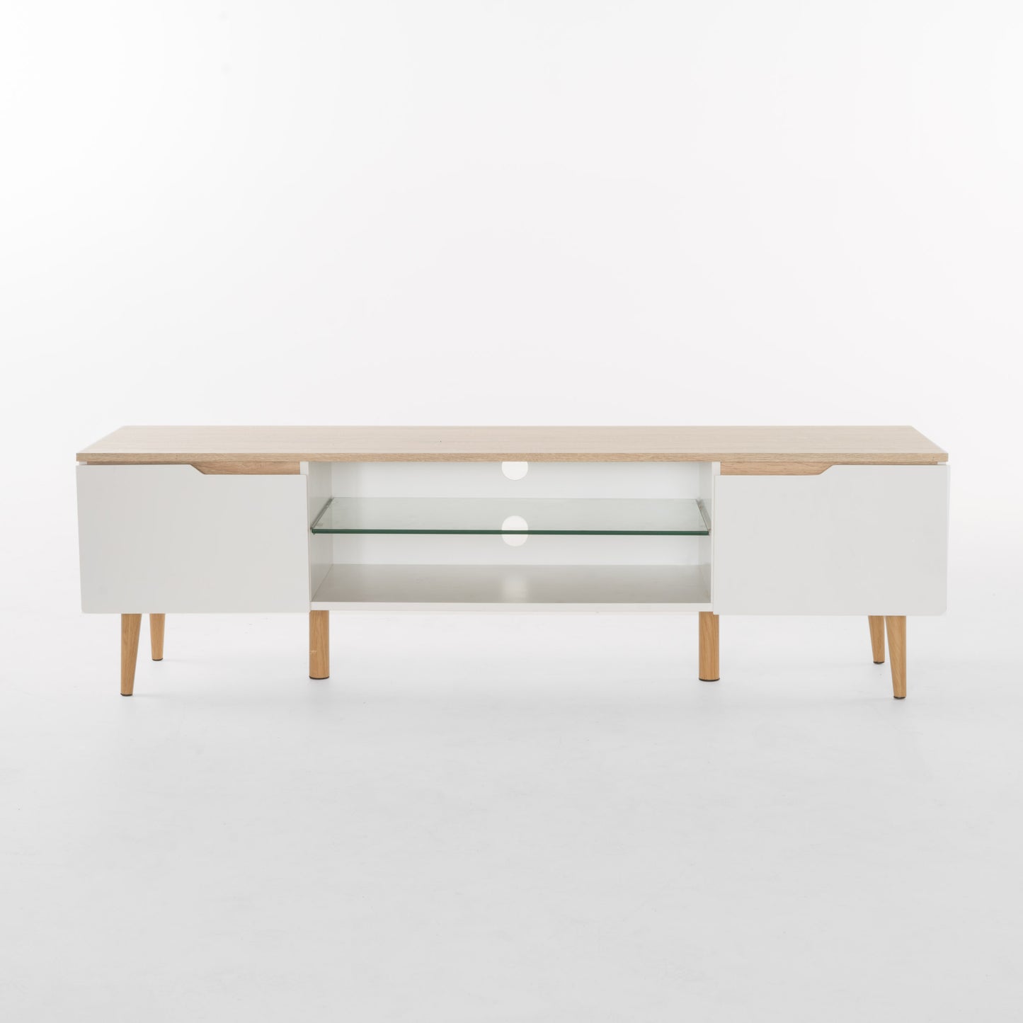 TV Stand with Glass Accents and Ample Storage