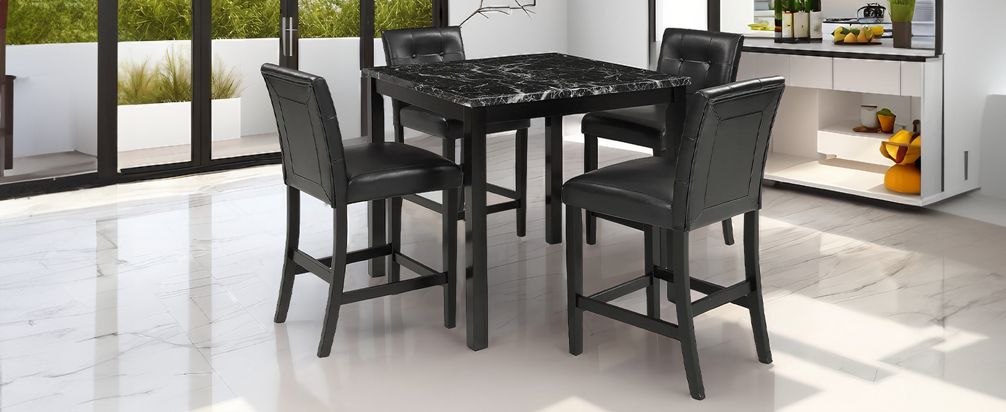 Elegant 5-Piece Marble Top Dining Set