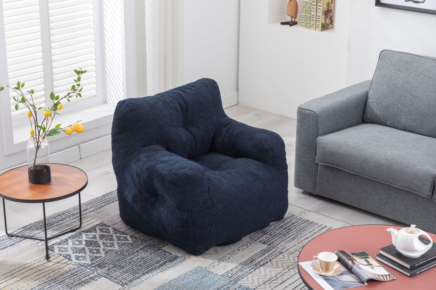 Teddy Fabric Tufted Bean Bag Chair