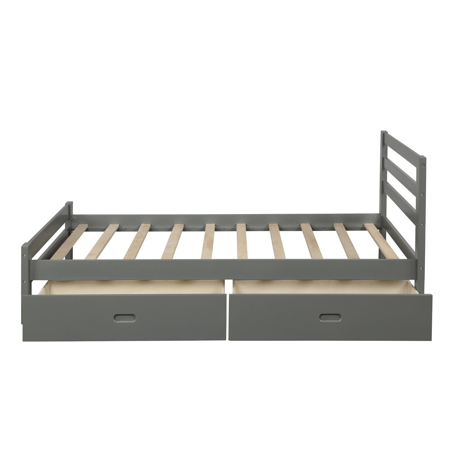 Wood Platform Twin Bed With Two Drawers