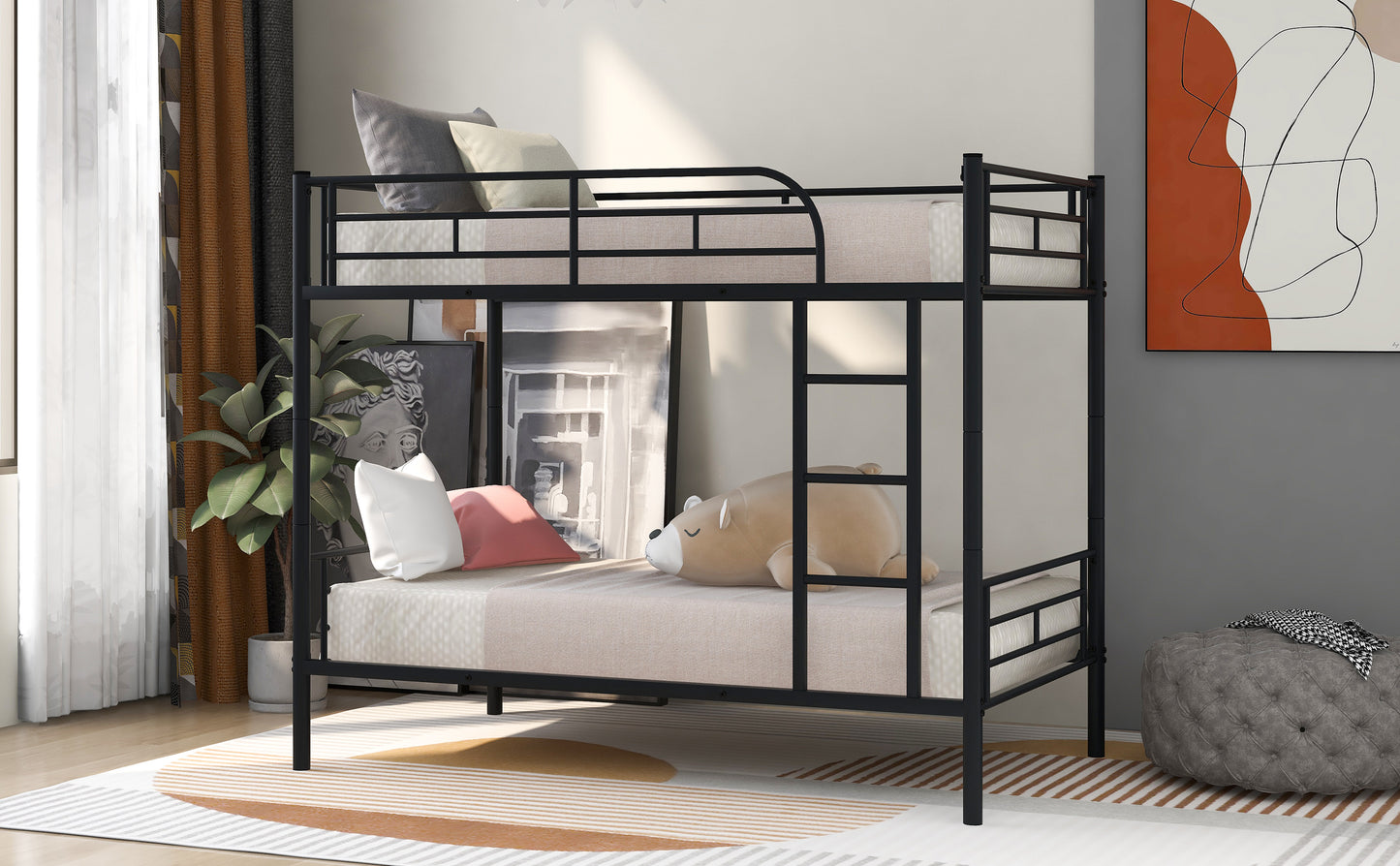 Twin Metal Bunk Bed -Black