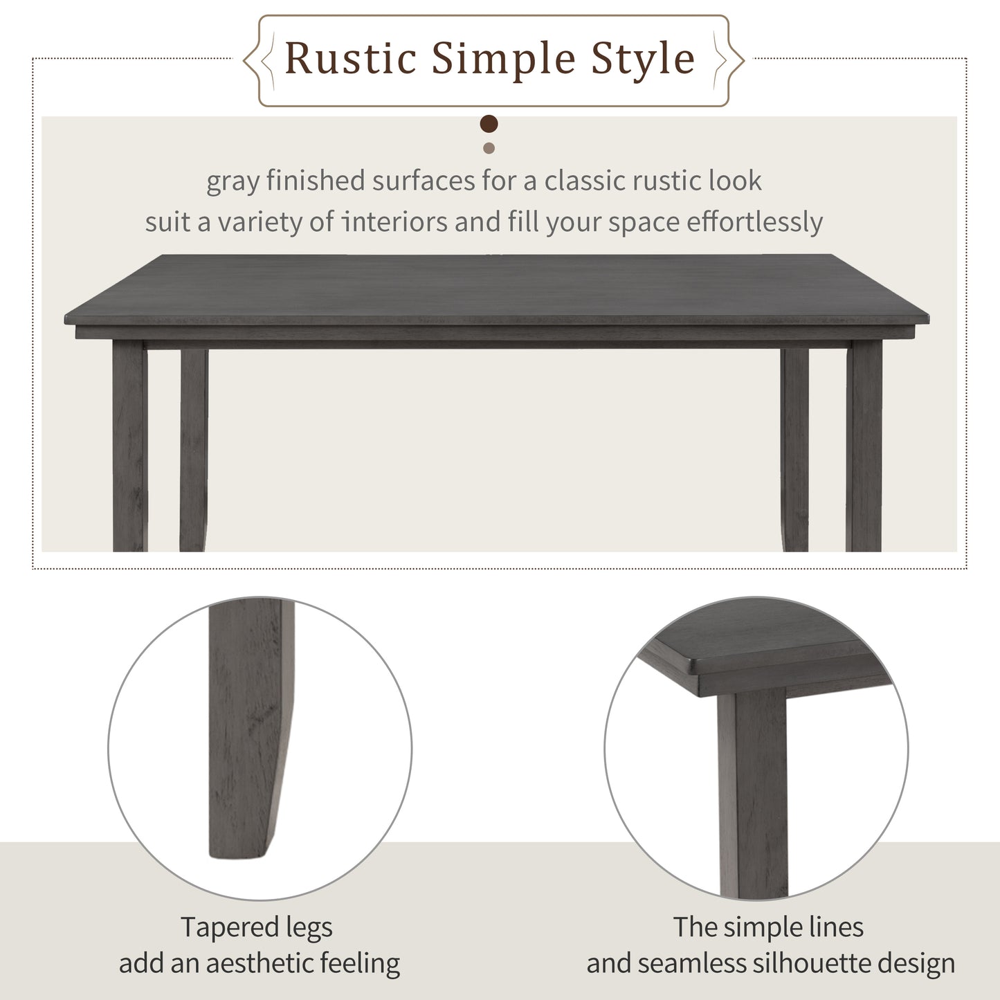 Rustic Charm 6-Piece Dining Set with Bench