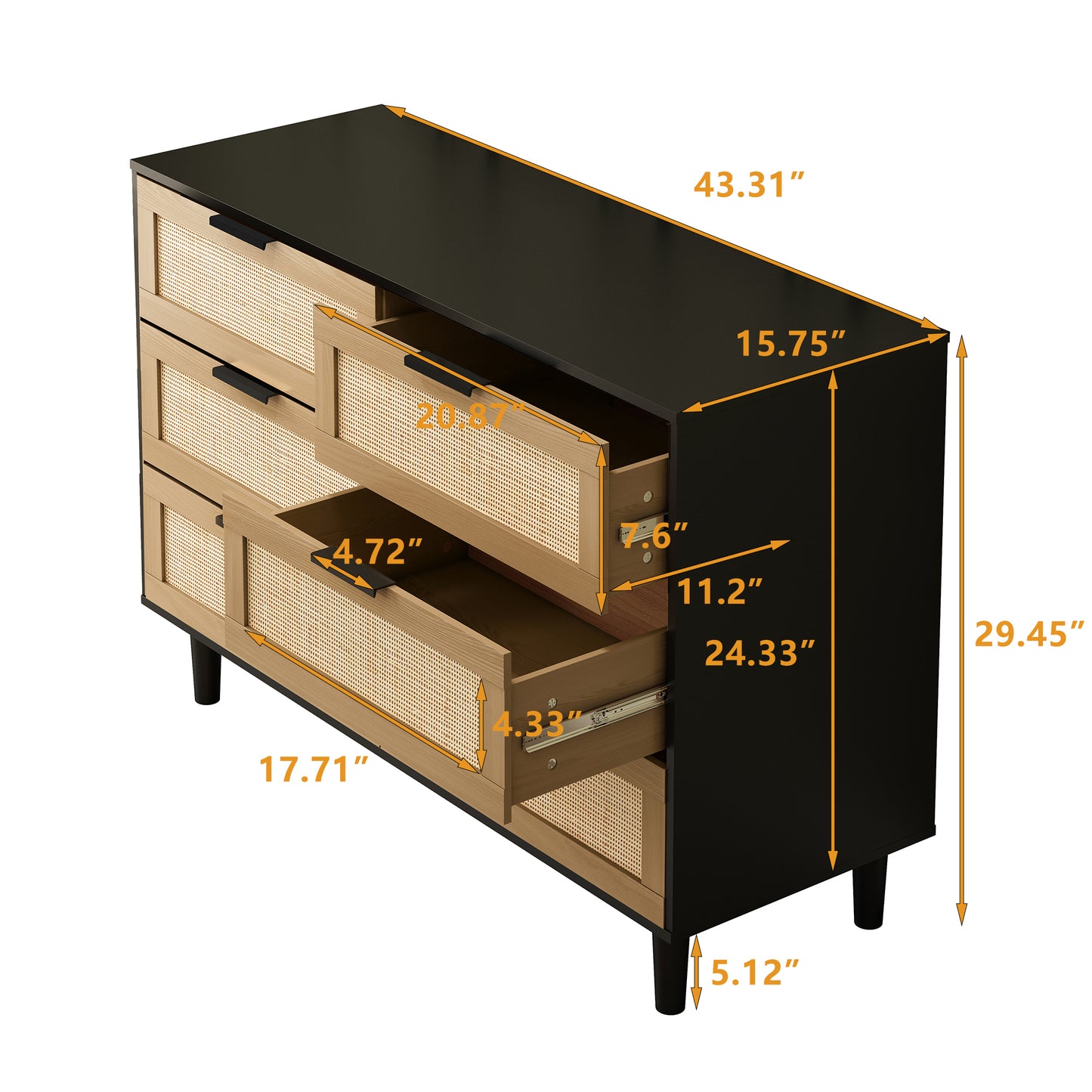 Black Elegance Rattan Dresser