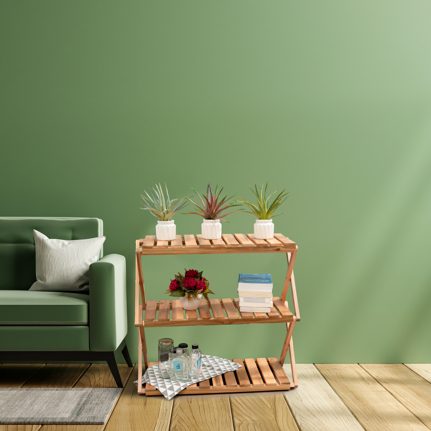 3 Tiers Wooden Foldable Stand