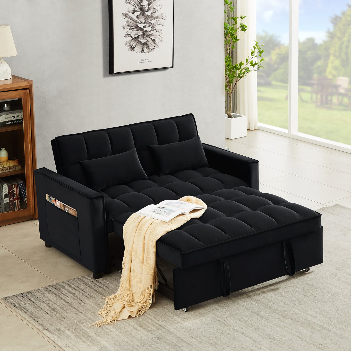 Velvet Convertible Loveseat Sleeper Sofa