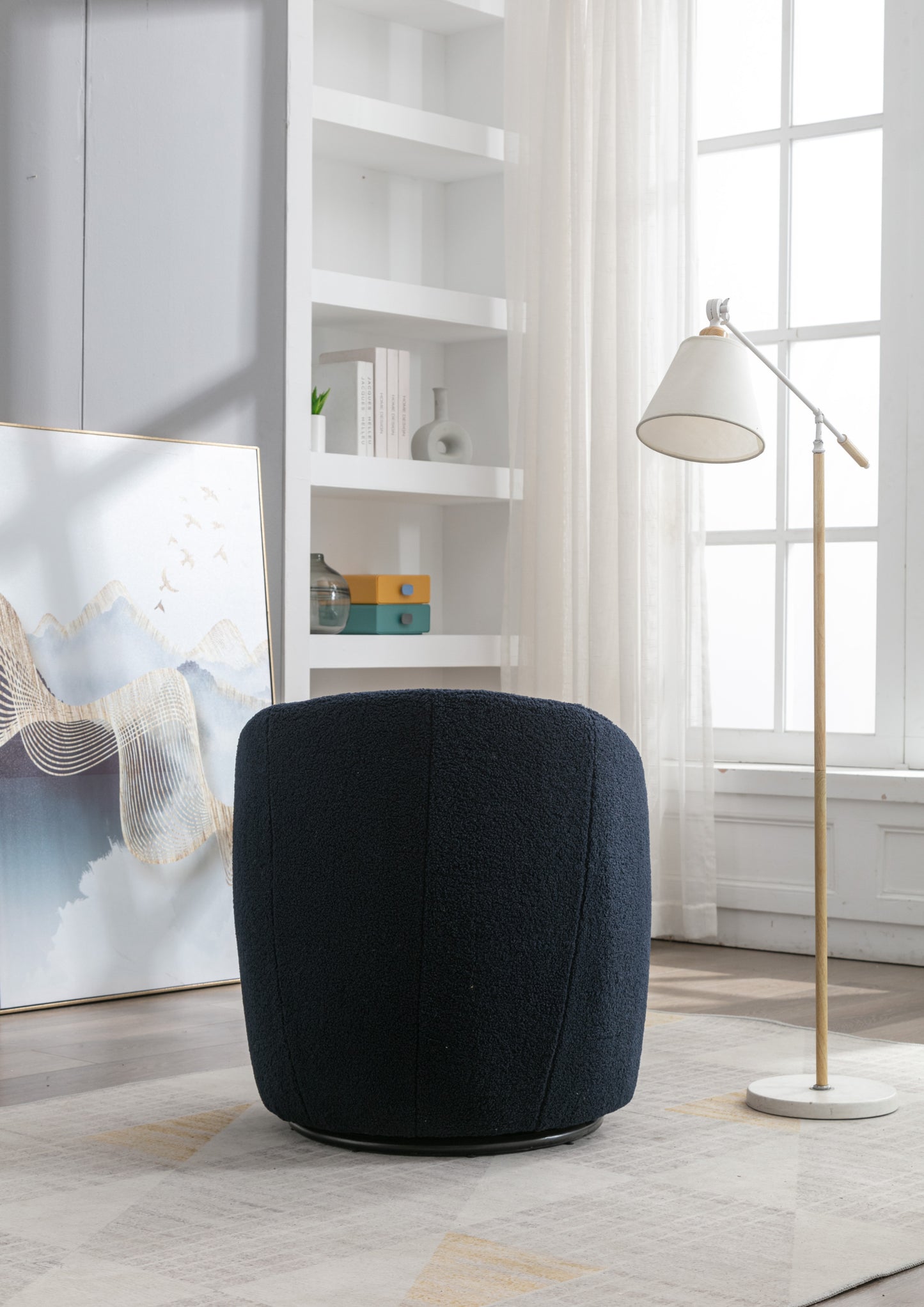 Teddy Fabric Swivel Accent Armchair