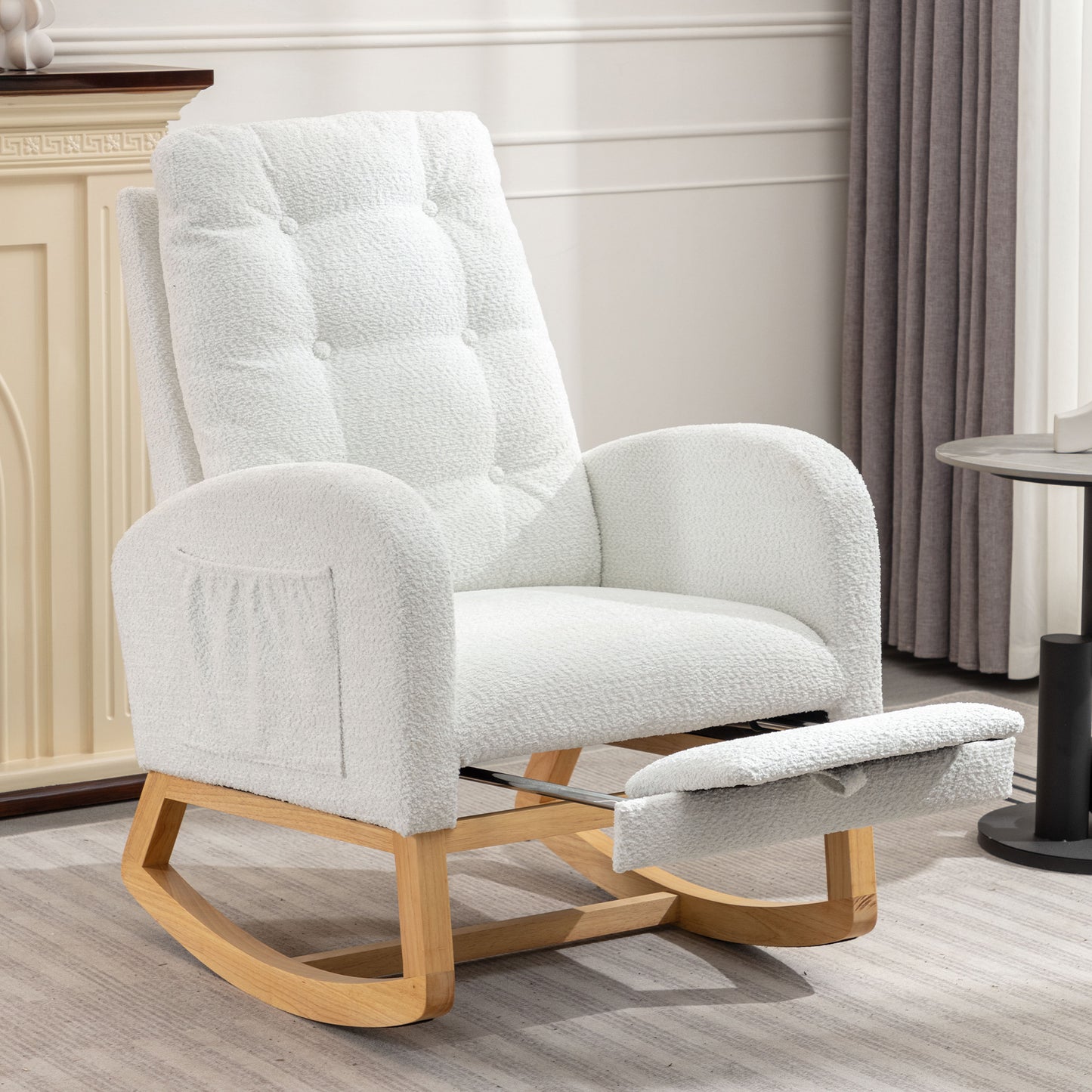 The Comforting Haven Upholstered Rocking Chair with Footrest
