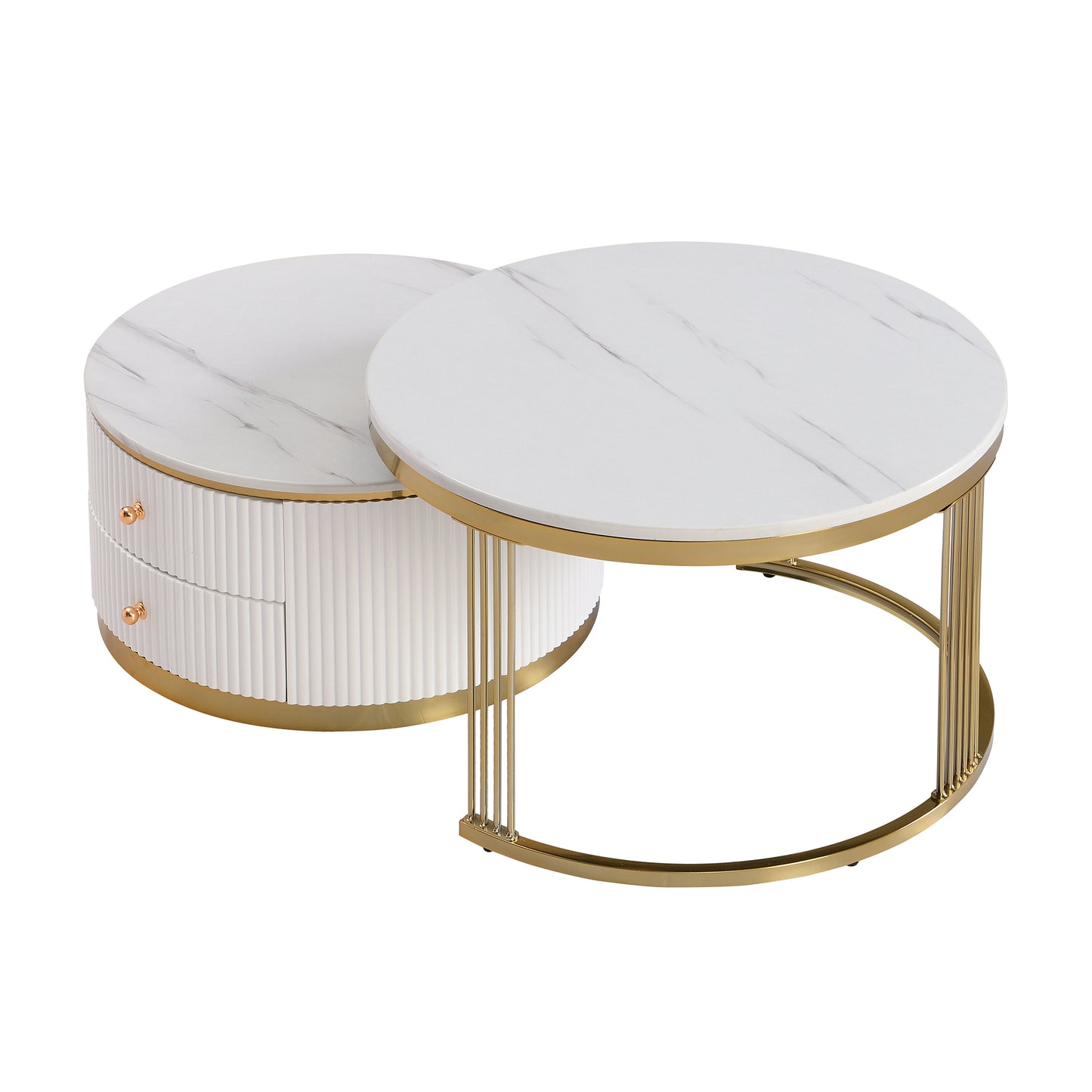 2 Pieces Round Nesting Table - White