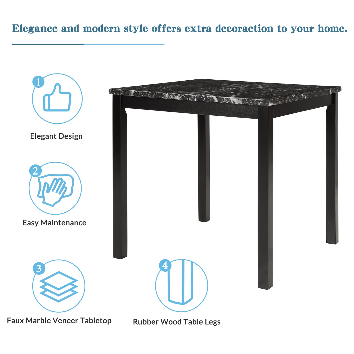 Elegant 5-Piece Marble Top Dining Set