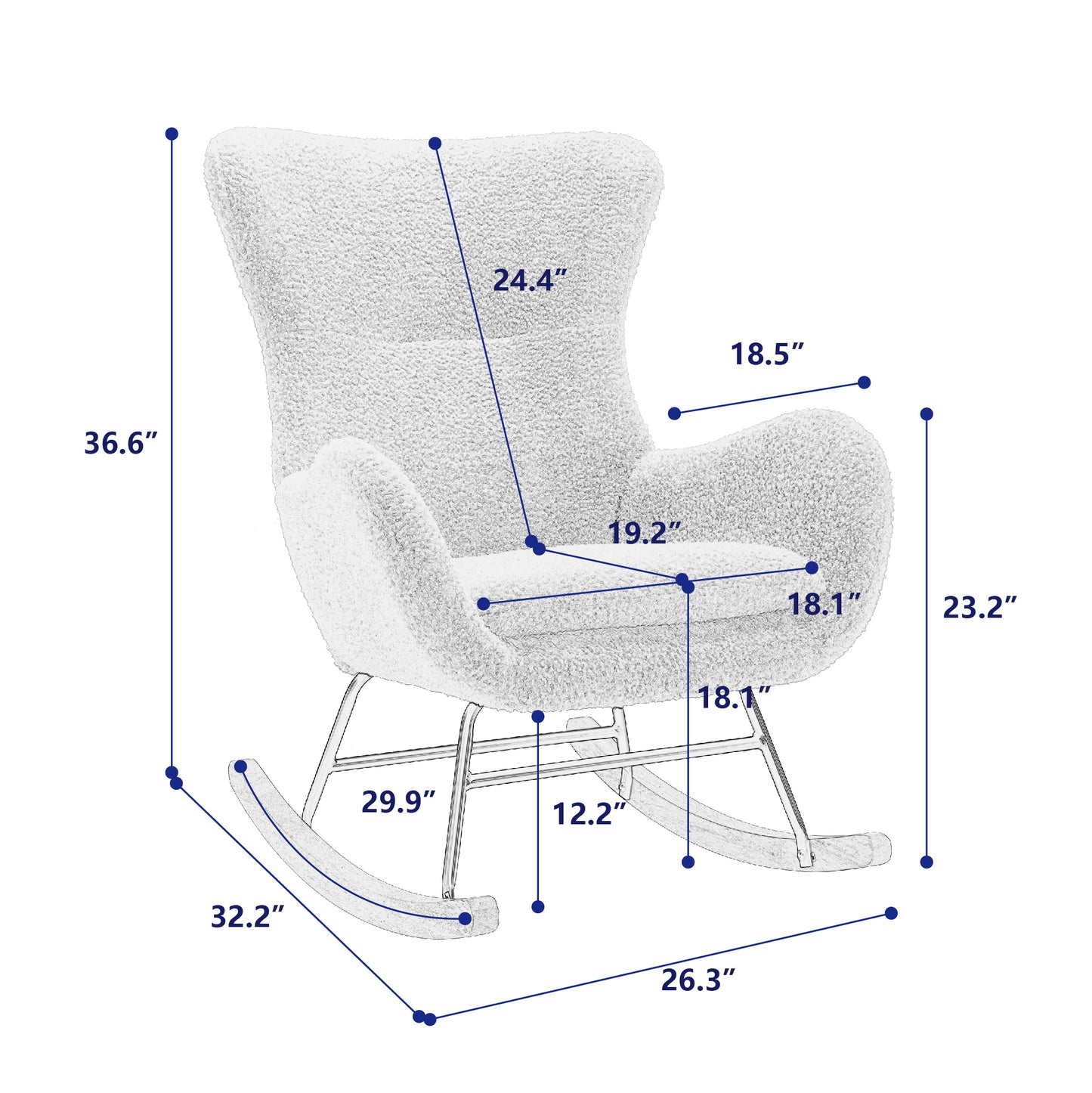 Teddy Fabric Padded Seat Rocking Chair