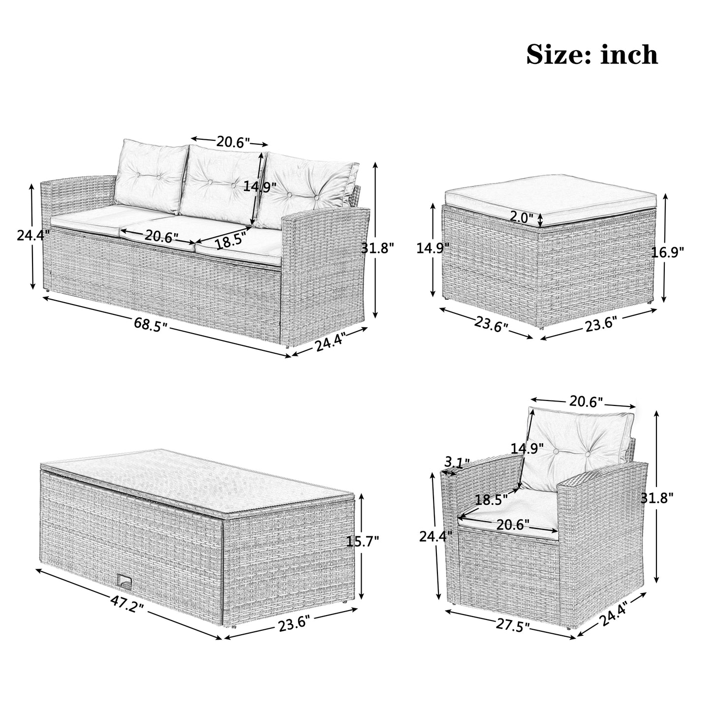 6-piece All Weather Wicker Dining - View 22 - MuMu