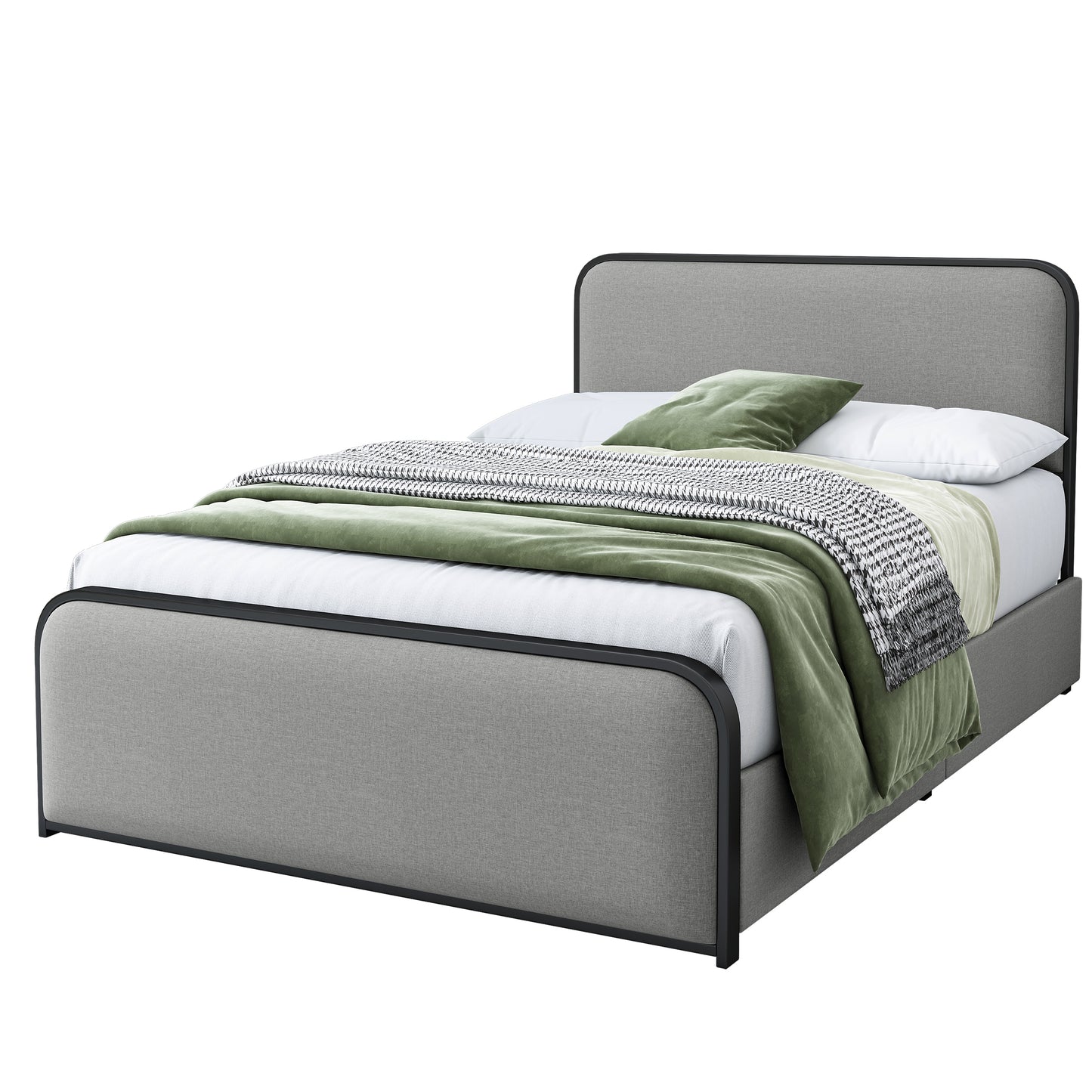 Modern Storage Full Size Metal Bed