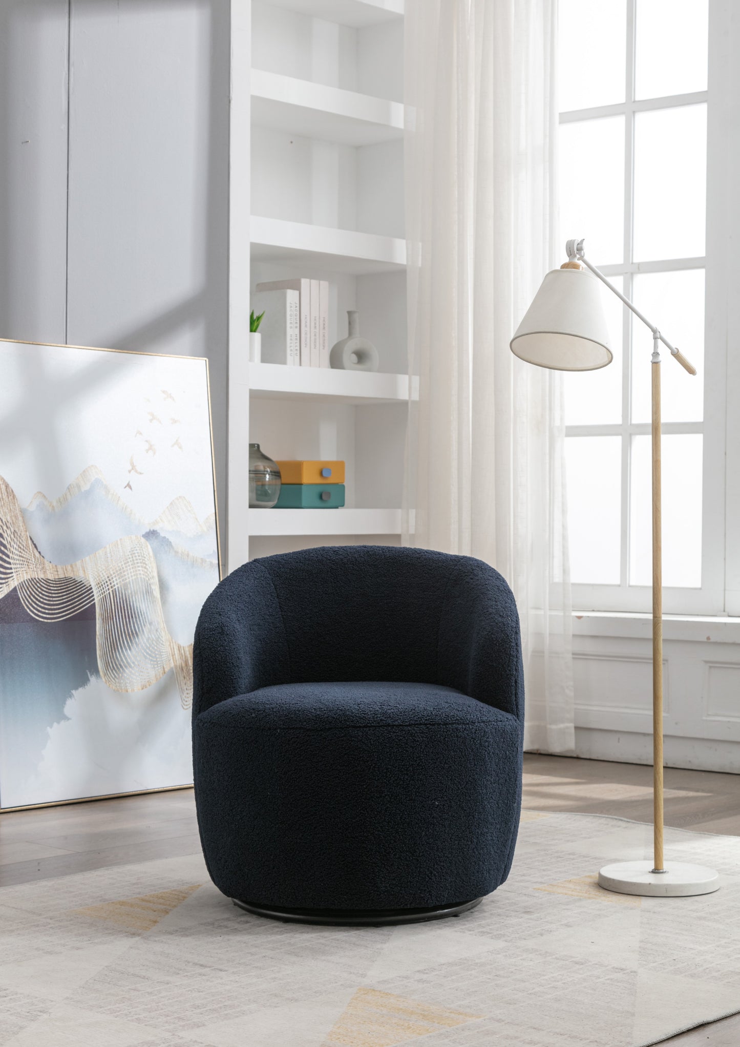 Teddy Fabric Swivel Accent Armchair