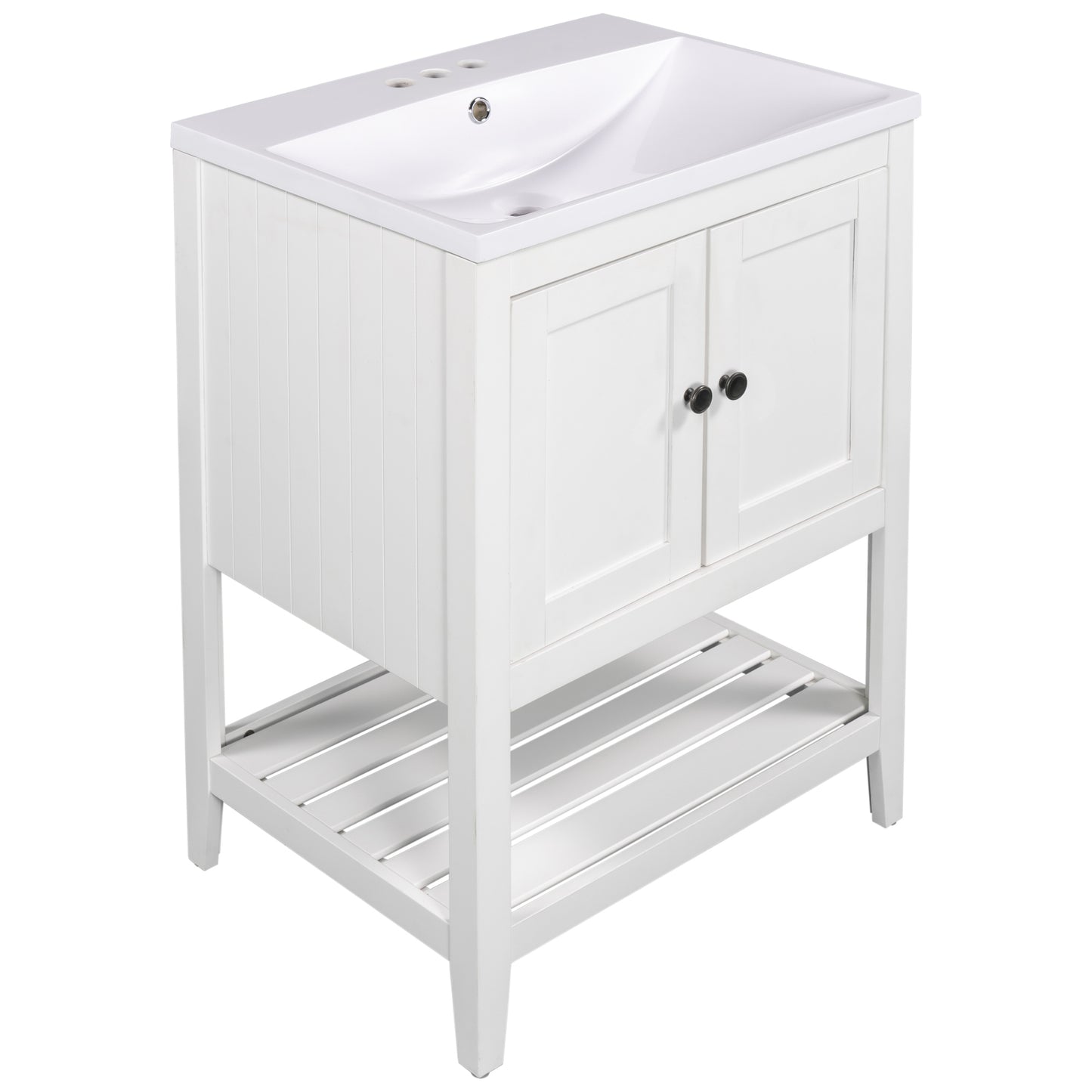 White Ceramic Sleek Bathroom Vanity