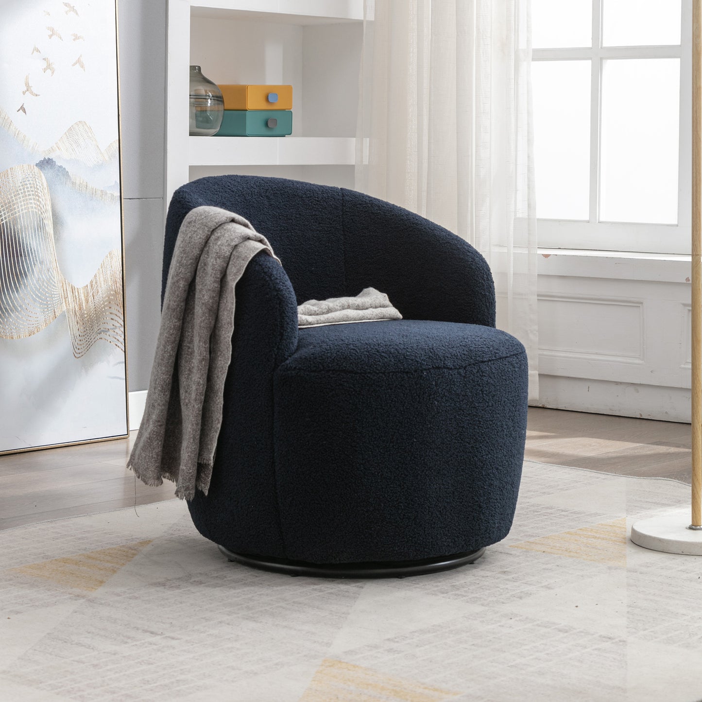 Teddy Fabric Swivel Accent Armchair