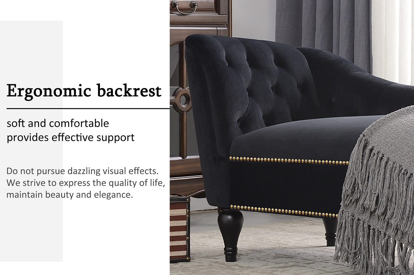 Velvet Chaise Lounge Chair
