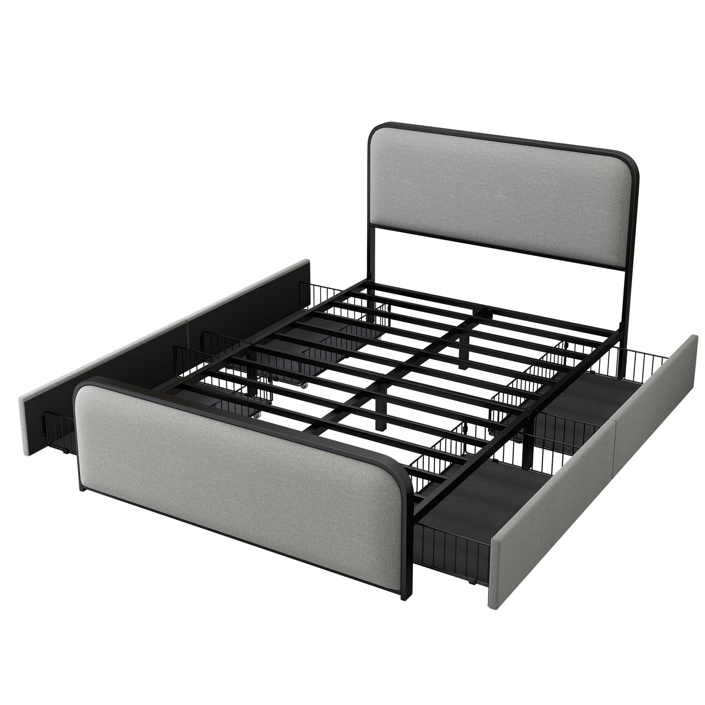 Modern Storage Full Size Metal Bed