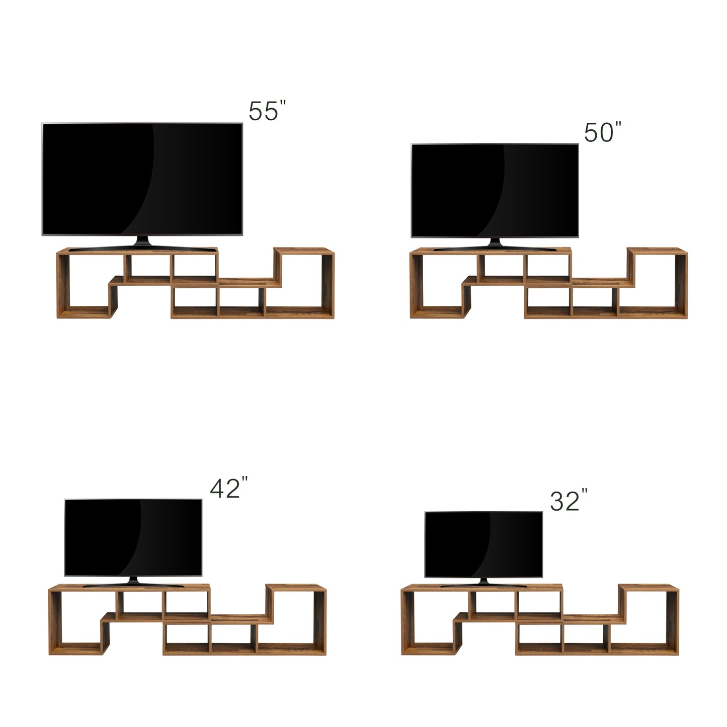 Double L-Shaped Oak TV Stand - View 15 - MuMu