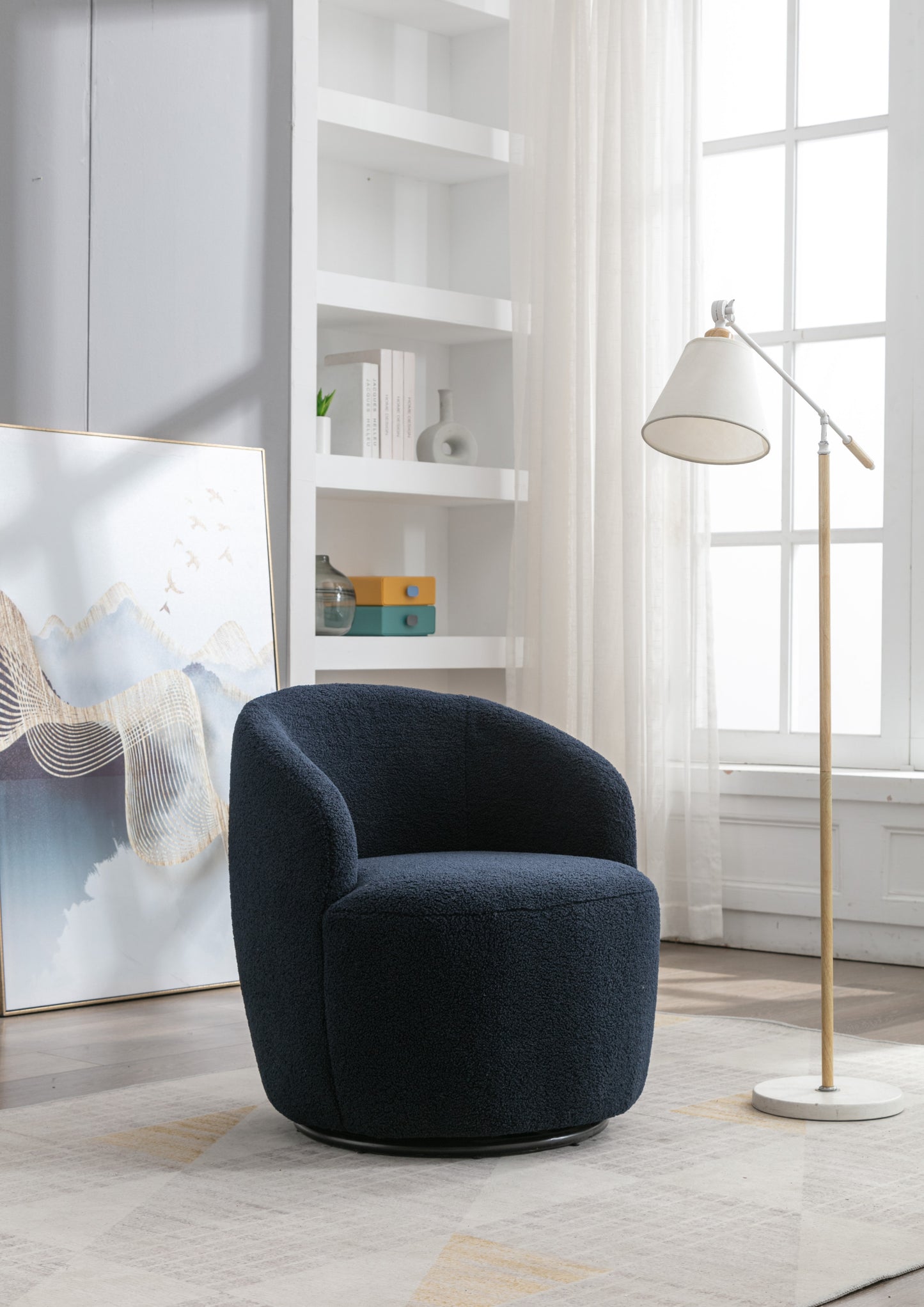 Teddy Fabric Swivel Accent Armchair