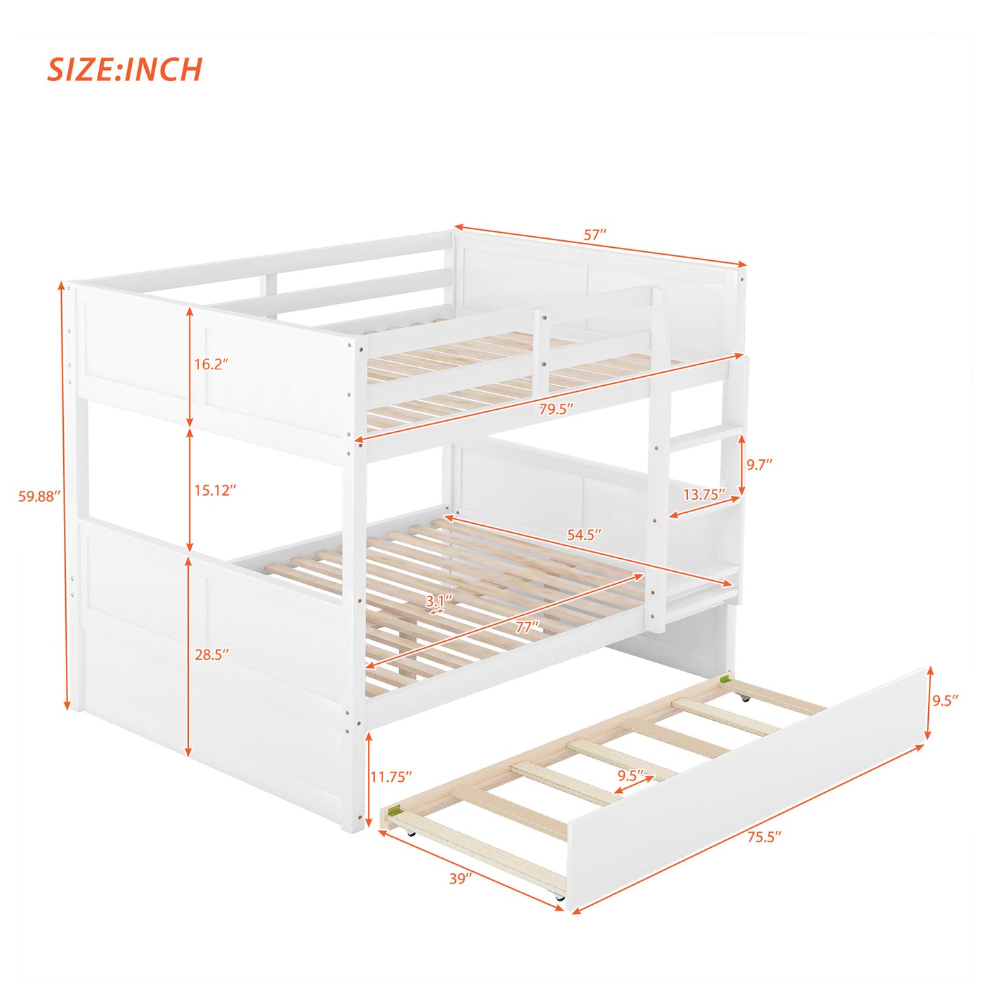 White Trundle Bunk Bed