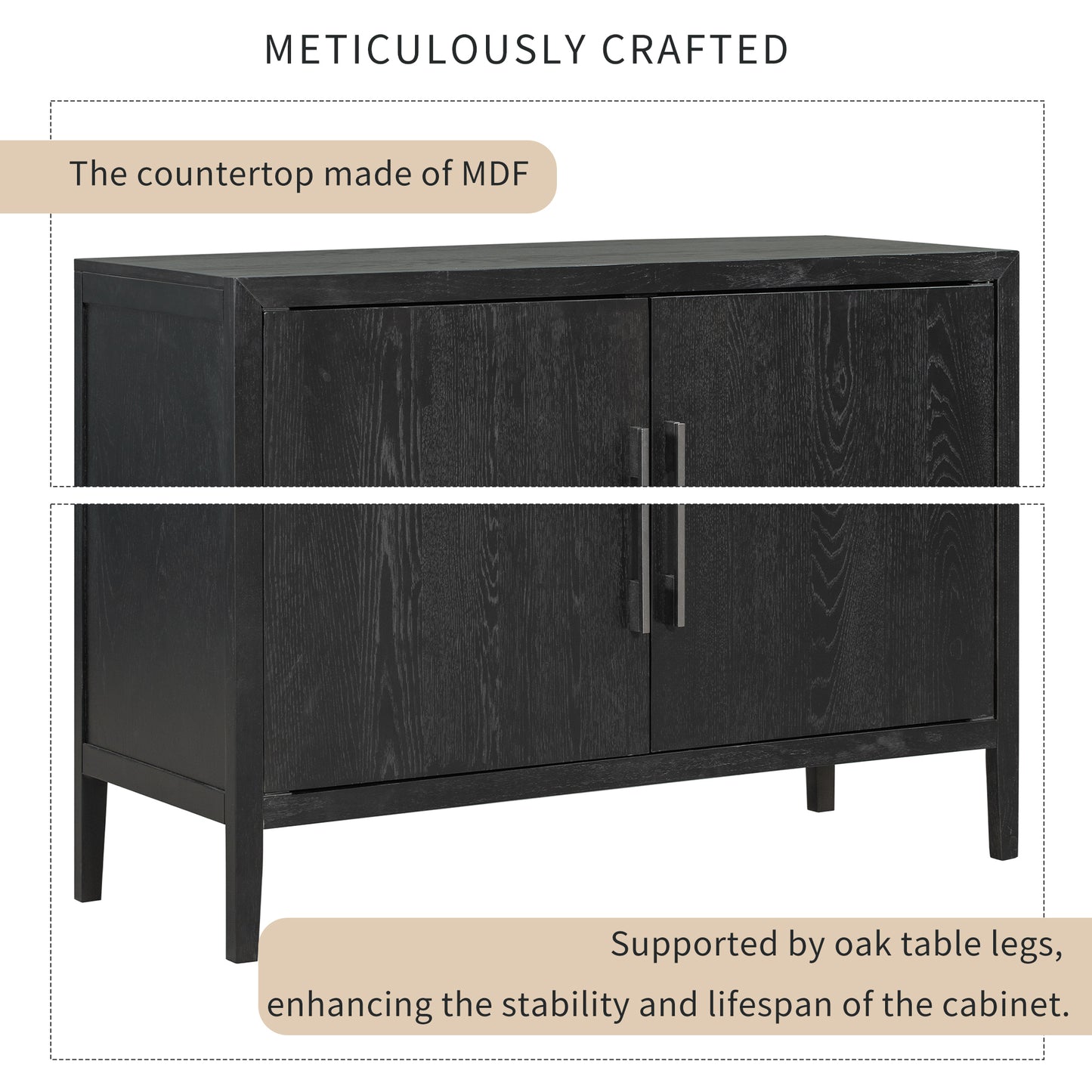Modern Black Wooden Sideboard Cabinet