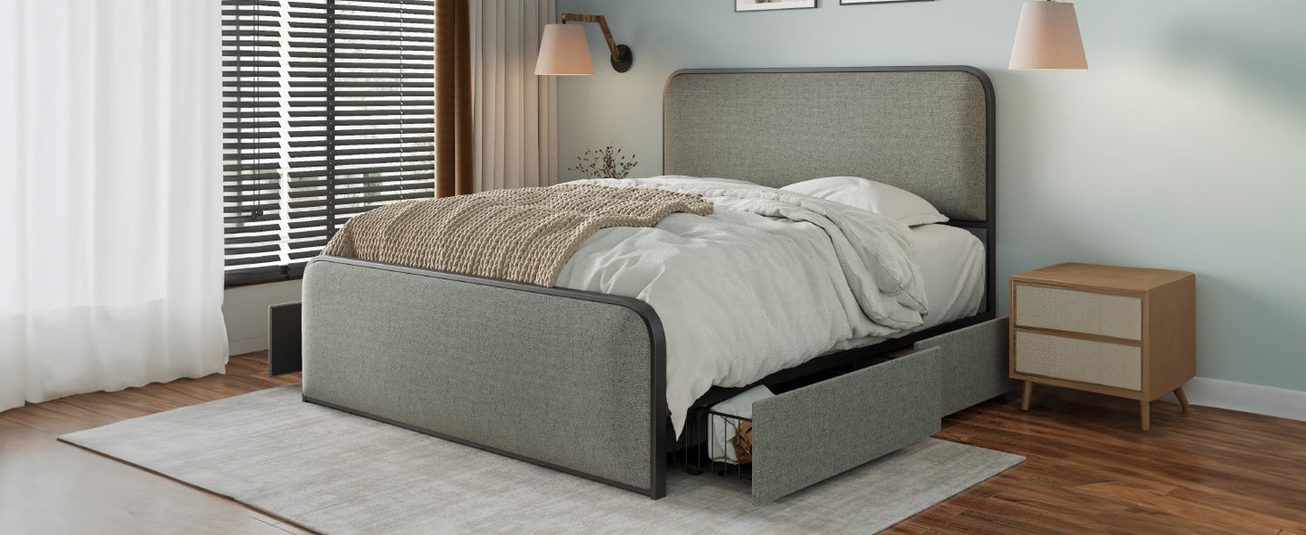 Modern Storage Full Size Metal Bed