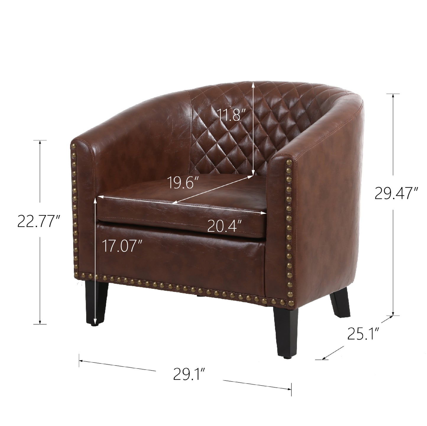 Stylish PU Leather Barrel Accent Chair