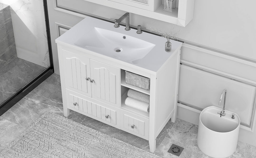 36" Bathroom Vanity With Ceramic Basin
