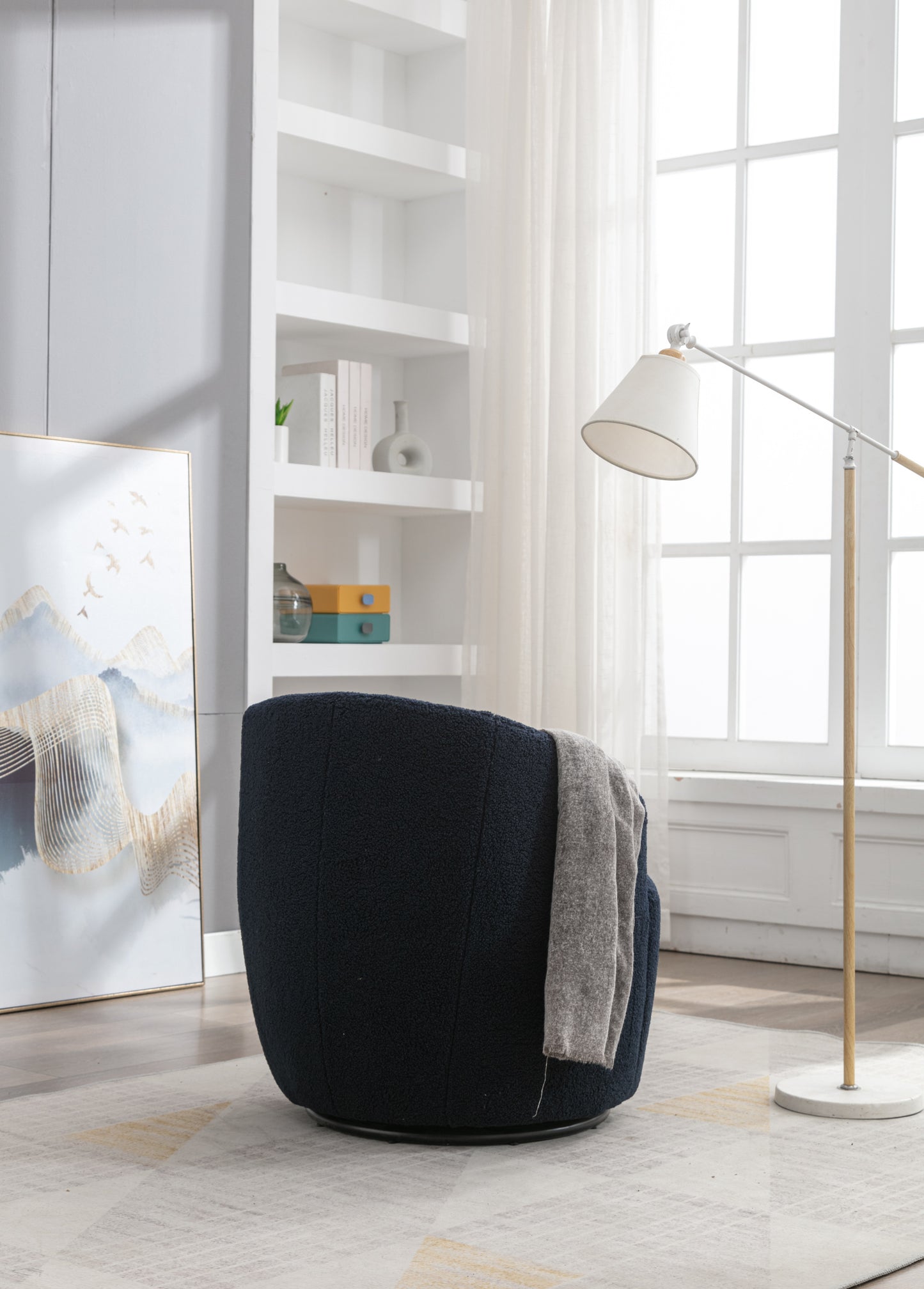 Teddy Fabric Swivel Accent Armchair