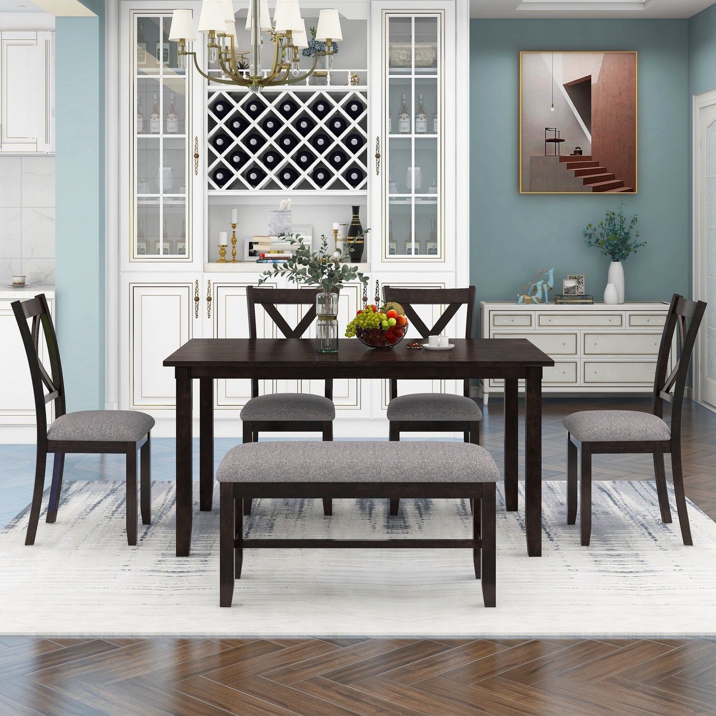 Elegant 6-Piece Espresso Dining Table