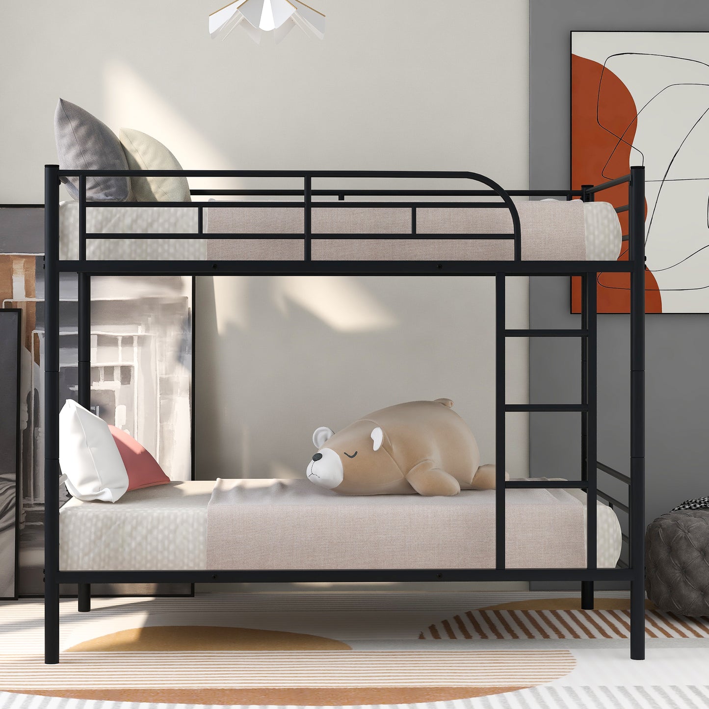 Twin Metal Bunk Bed -Black
