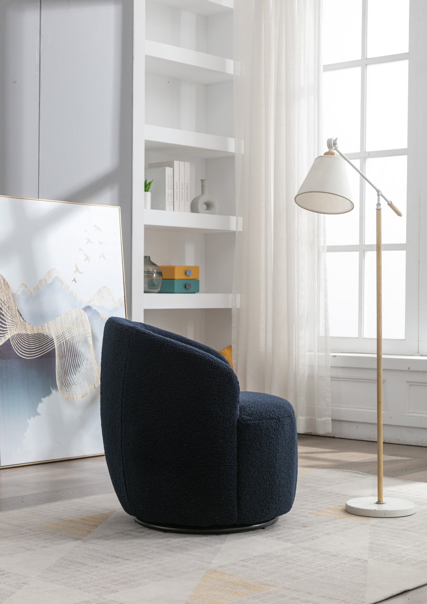 Teddy Fabric Swivel Accent Armchair