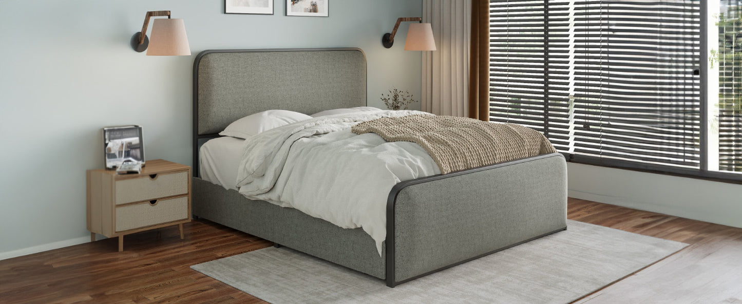 Modern Storage Full Size Metal Bed