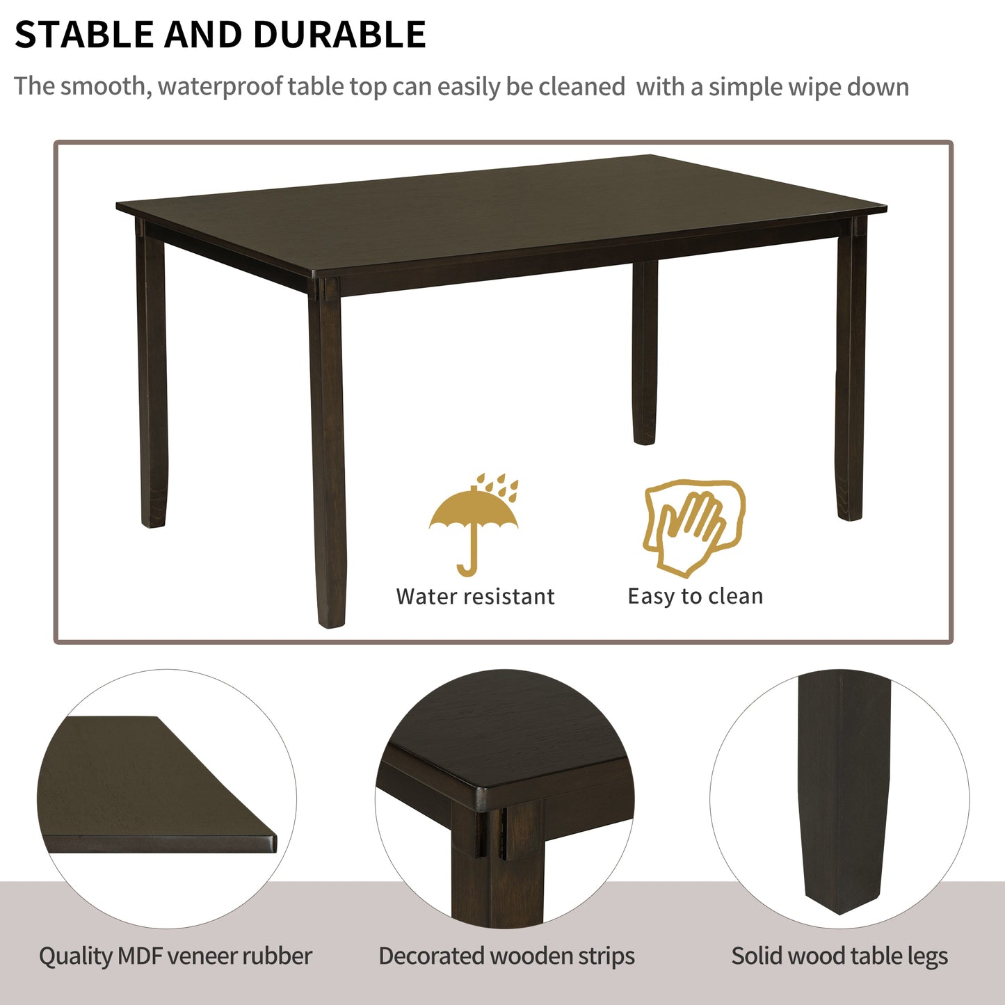Elegant 6-Piece Espresso Dining Table