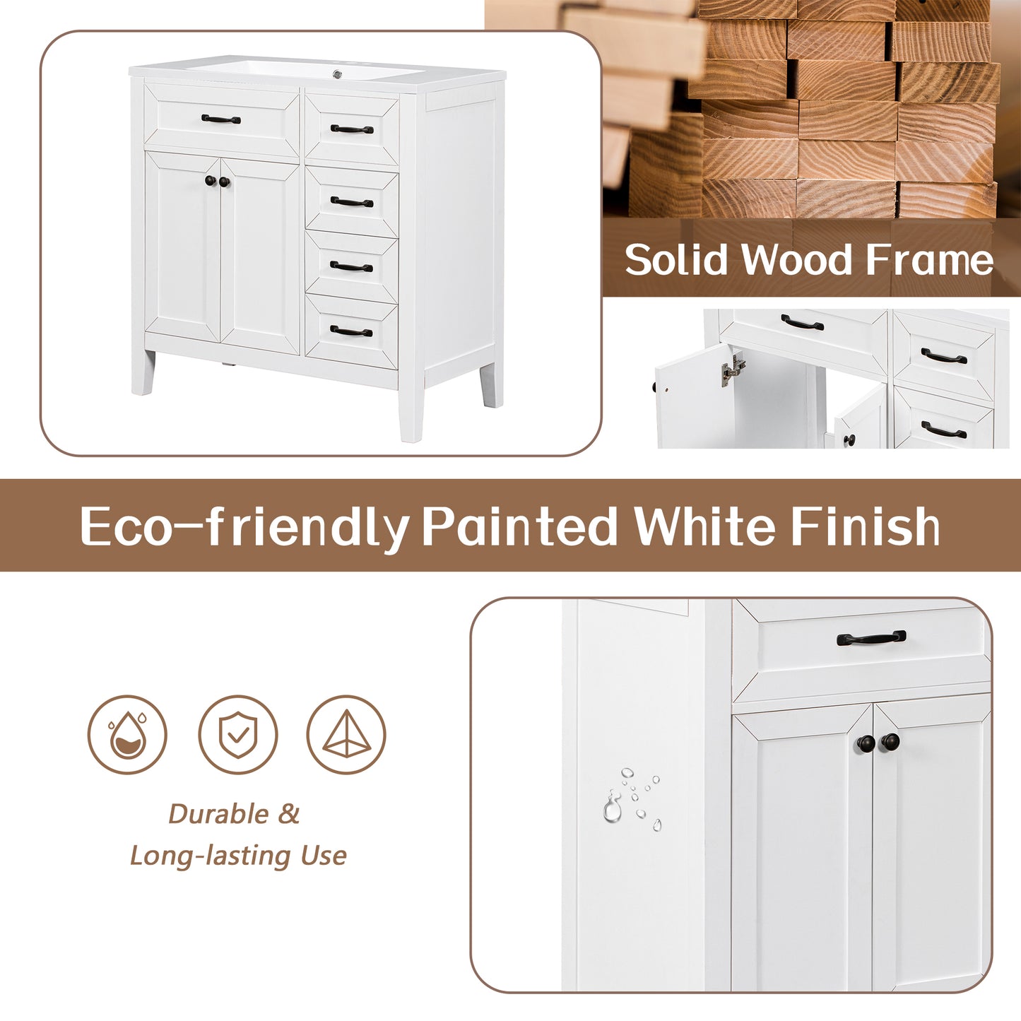 White Bathroom Vanity with Sink Combo
