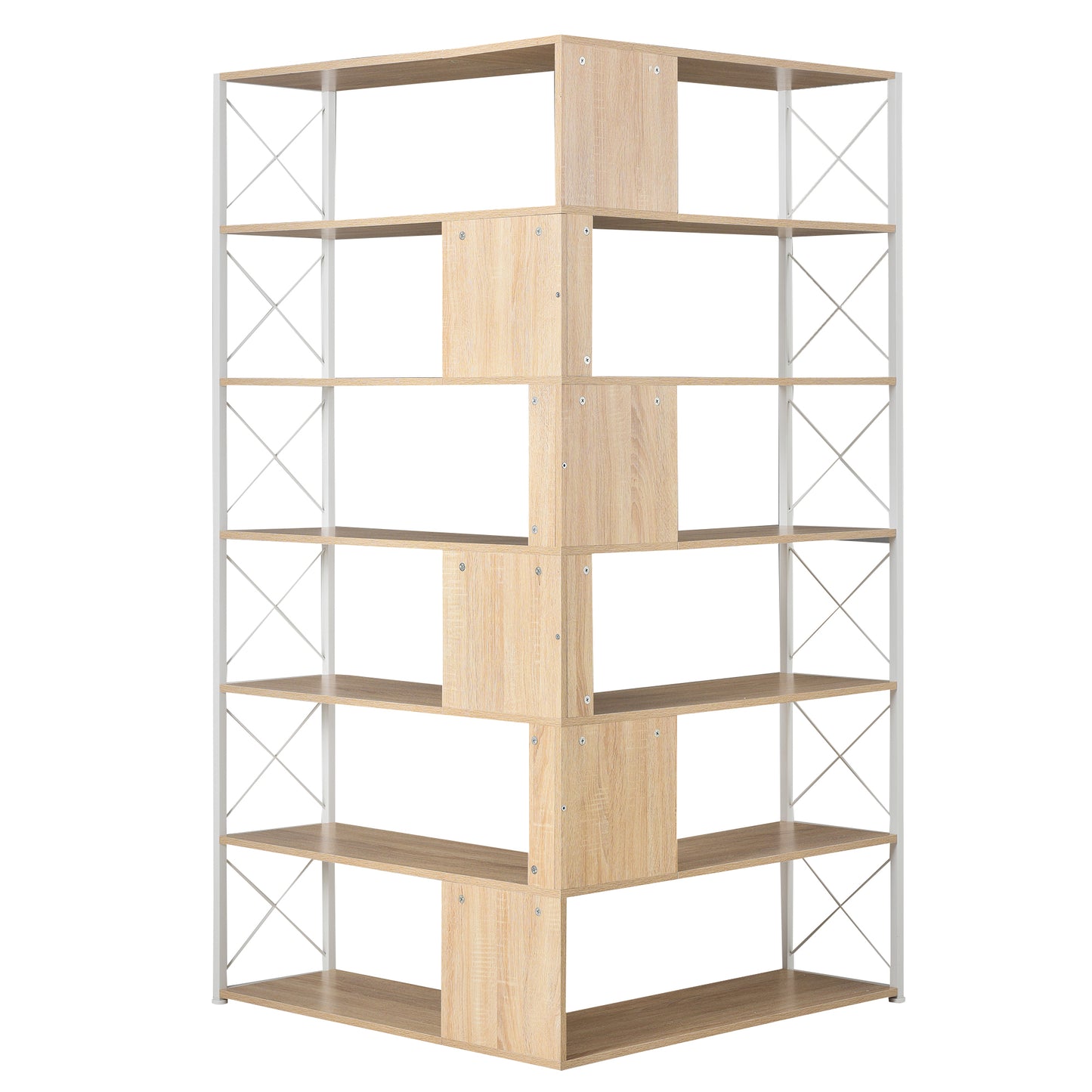 7-Tier L-Shaped Corner Bookcase