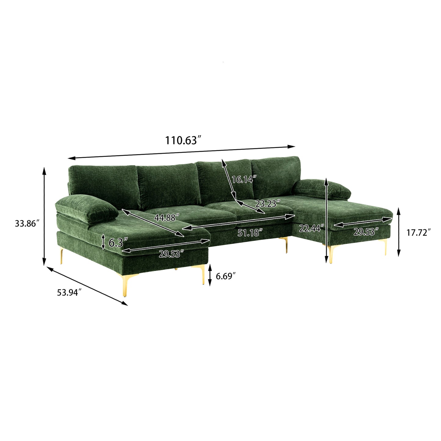 Coolmore U-Shape Modular Sectional Sofa