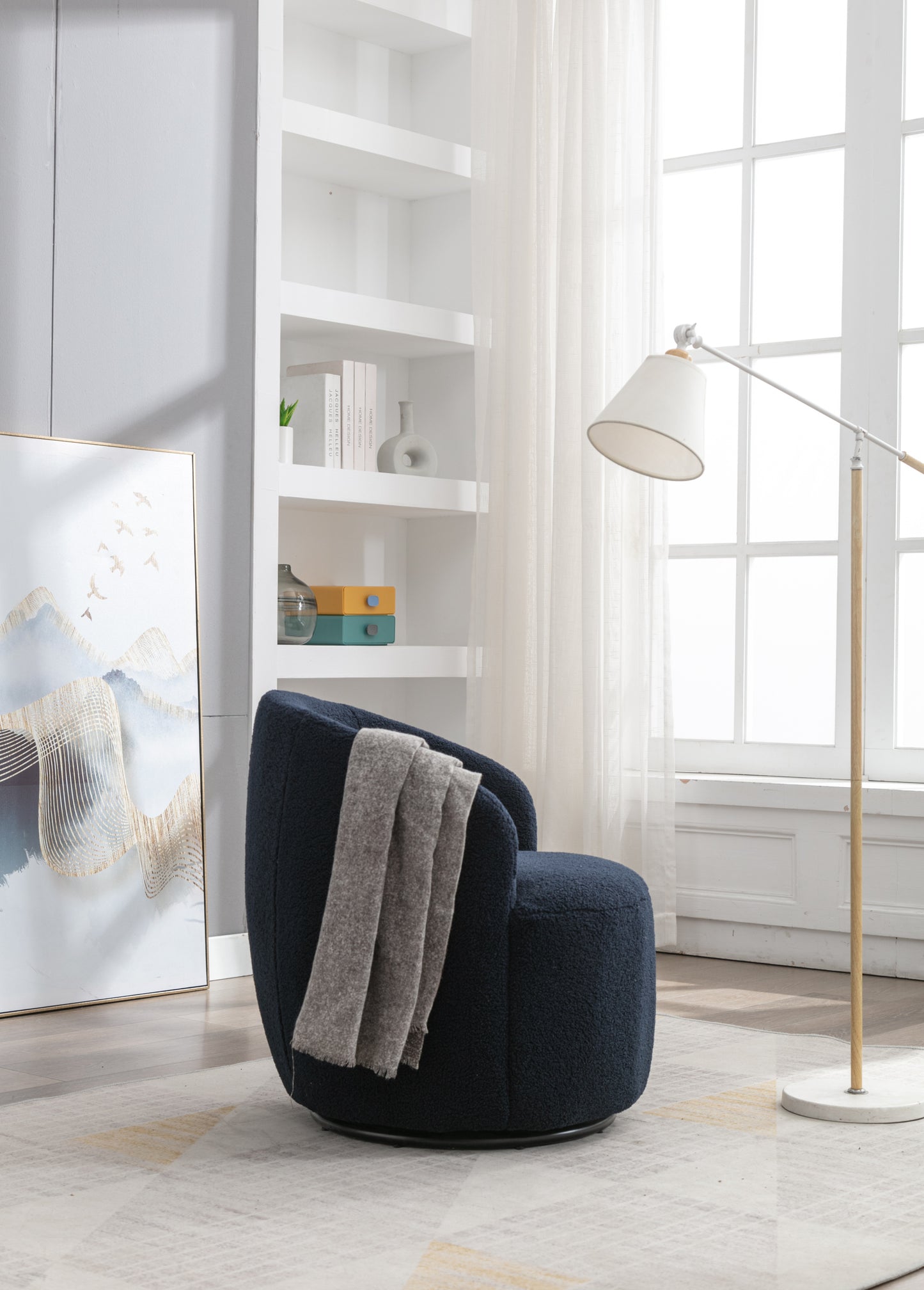 Teddy Fabric Swivel Accent Armchair