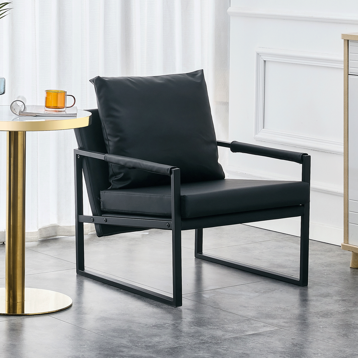 PU Leather Accent Arm Chair